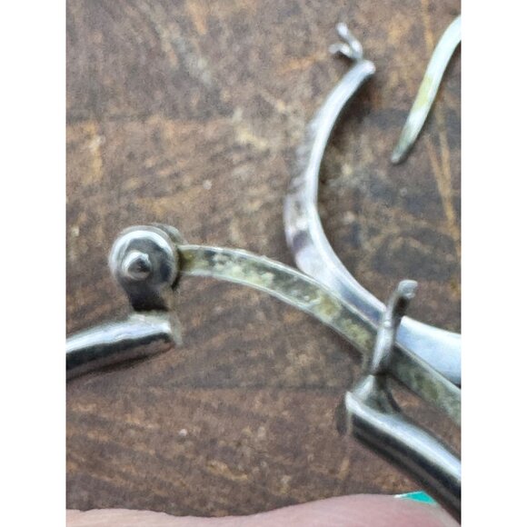 Sterling Silver Hoop Earrings With Hinged Closure - Picture 5 of 6